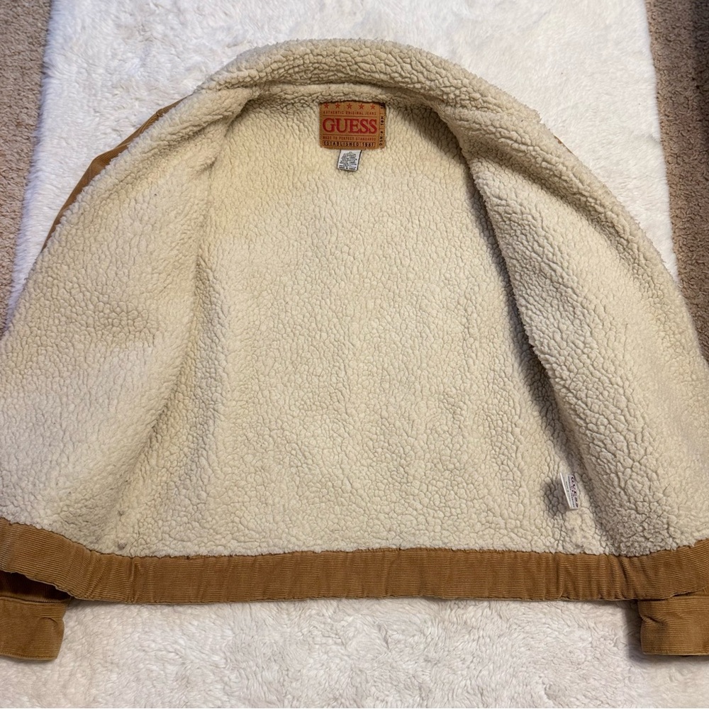 Guess Tan Corduroy Jacket with Sherpa/Faux Fur - Picture 5 of 7